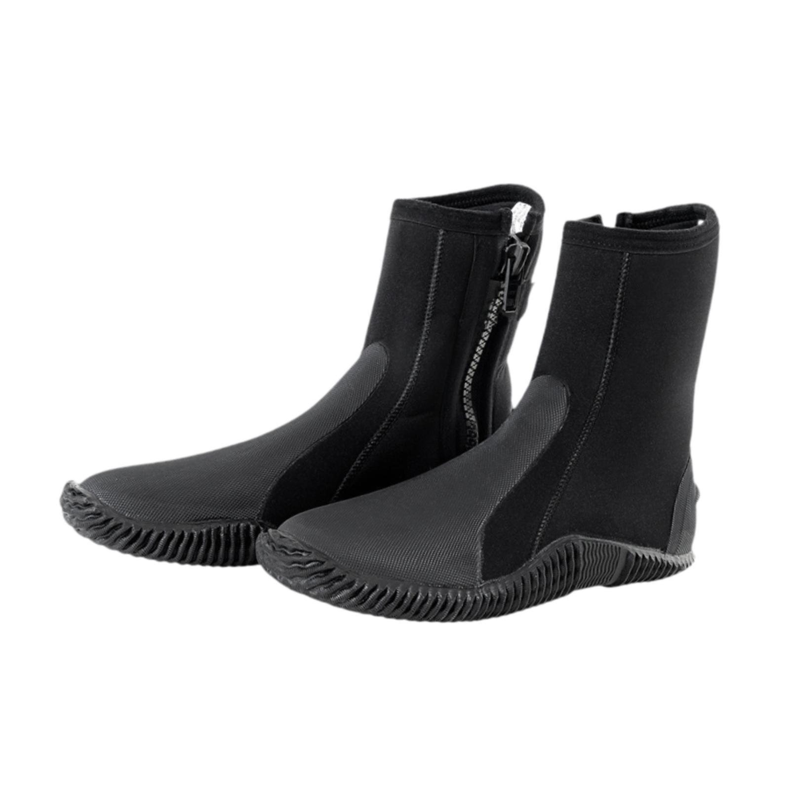 funtasica Neoprene Dive Boots Snorkeling Booties 5mm with Side Zipper Scuba Diving Boots Wetsuit Boots for Wakeboarding Beach Adult Men 10